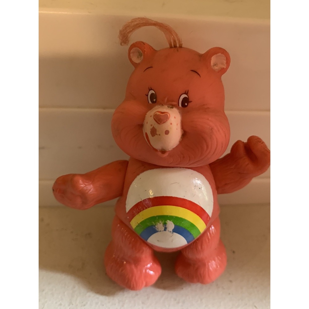 Vintage 1983 CARE BEARS CHEER BEAR Figure Kenner 3" Tall‎ Poseable Retro Toy